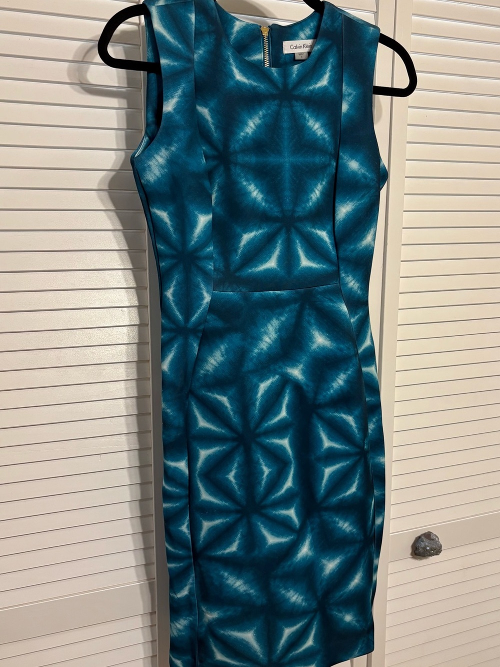 Calvin Klein Teal Geometric Sheath Dress